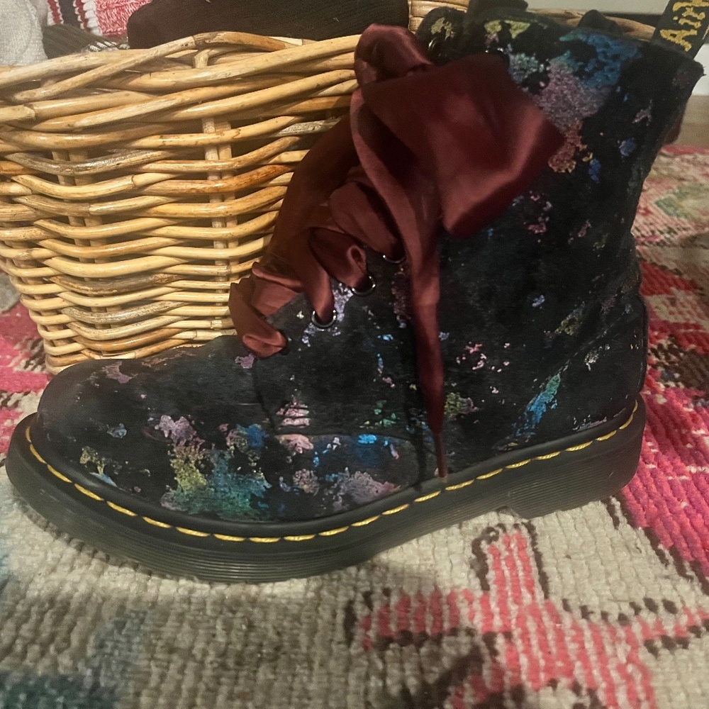 Splatter Paint Suede  Doc Martin 8 hole Boots